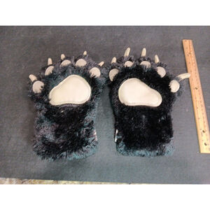 2 X Kid Lazy One Animal Paw Pad Claw Plush Mitt Glove Black Bear Furries Dress